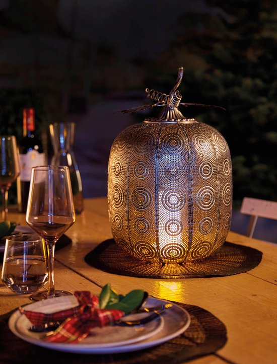 Luxform Lighting - Batterij lamp Tall pompoen, Antiek zilver, 24x F...