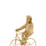 J-Line decoratie Aap Fiets - polyresin - goud - small