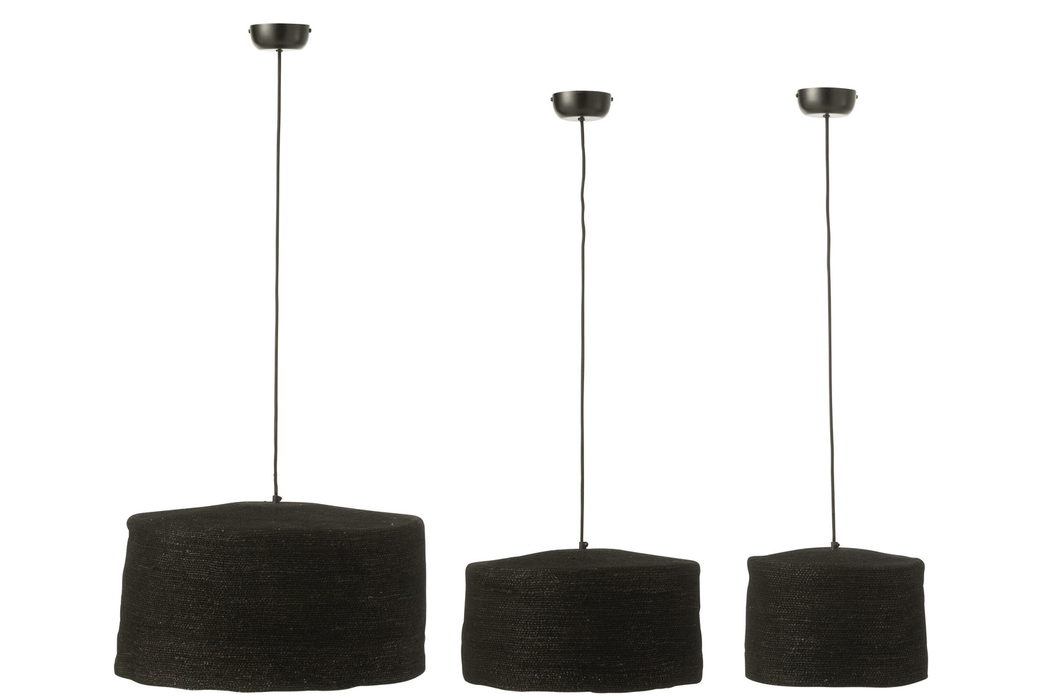 J-Line hanglamp Moonj - gras - zwart - 3 stuks