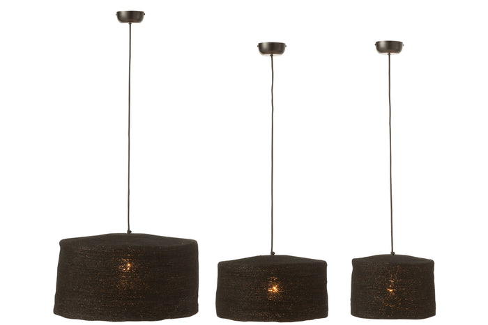 J-Line hanglamp Moonj - gras - zwart - 3 stuks
