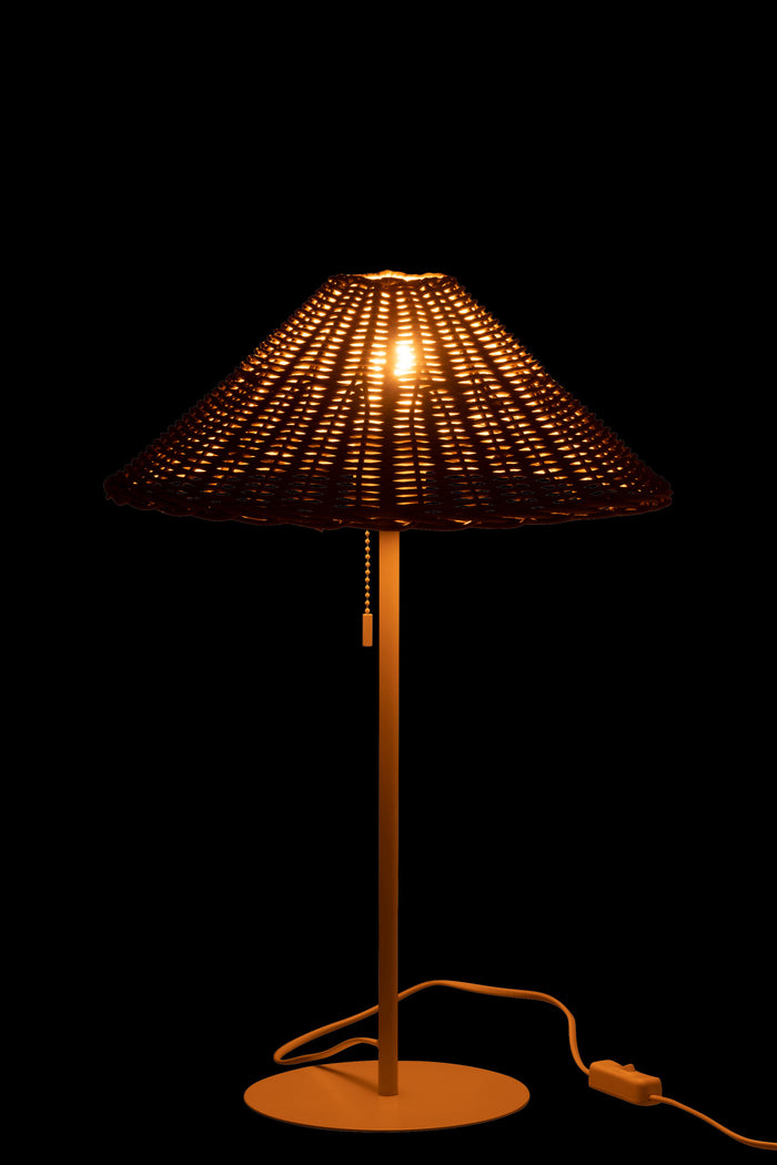 J-Line - Tafellamp Metaal|rattan Wit|naturel - 32x32x50cm