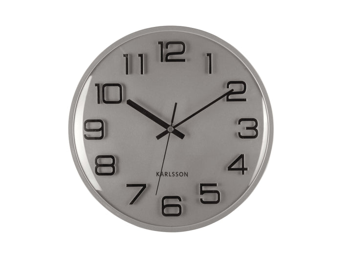 Karlsson - Wandklok 3D Numbers - Silver painted- Ø30,5cm