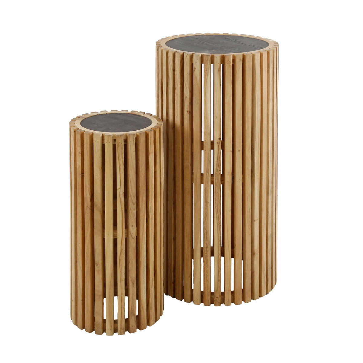 Fraaai Carson bloemenzuil set van 2 rond - leisteen