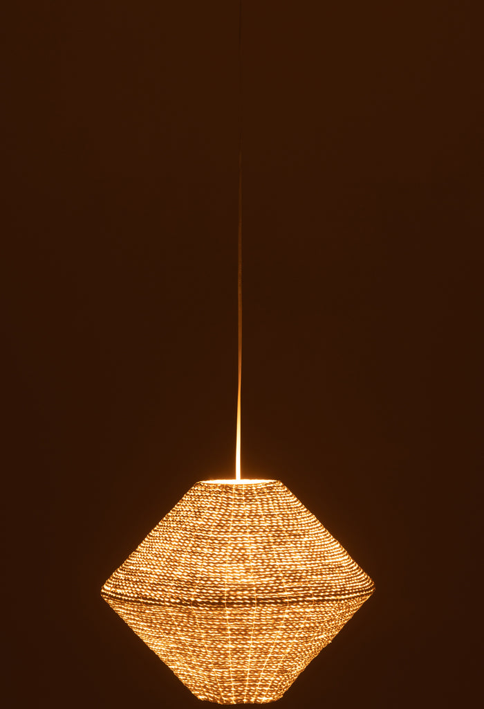 J-Line - Hanglamp Ufo Raffia Wit Large - 40x40x32cm