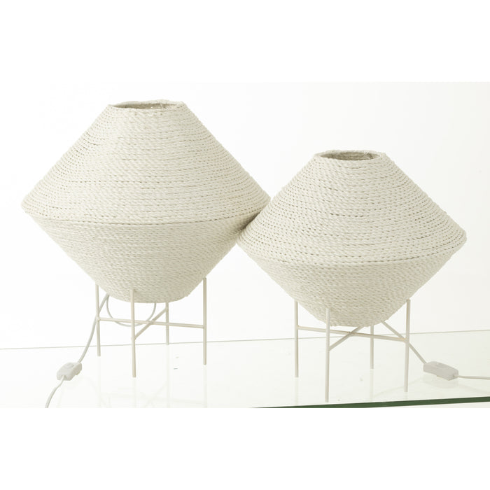 J-Line - Hanglamp Ufo Raffia Wit Large - 40x40x32cm