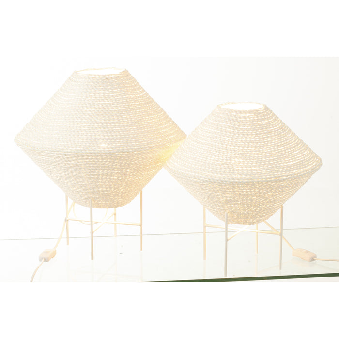 J-Line - Hanglamp Ufo Raffia Wit Large - 40x40x32cm
