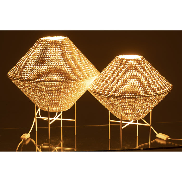 J-Line - Hanglamp Ufo Raffia Wit Large - 40x40x32cm