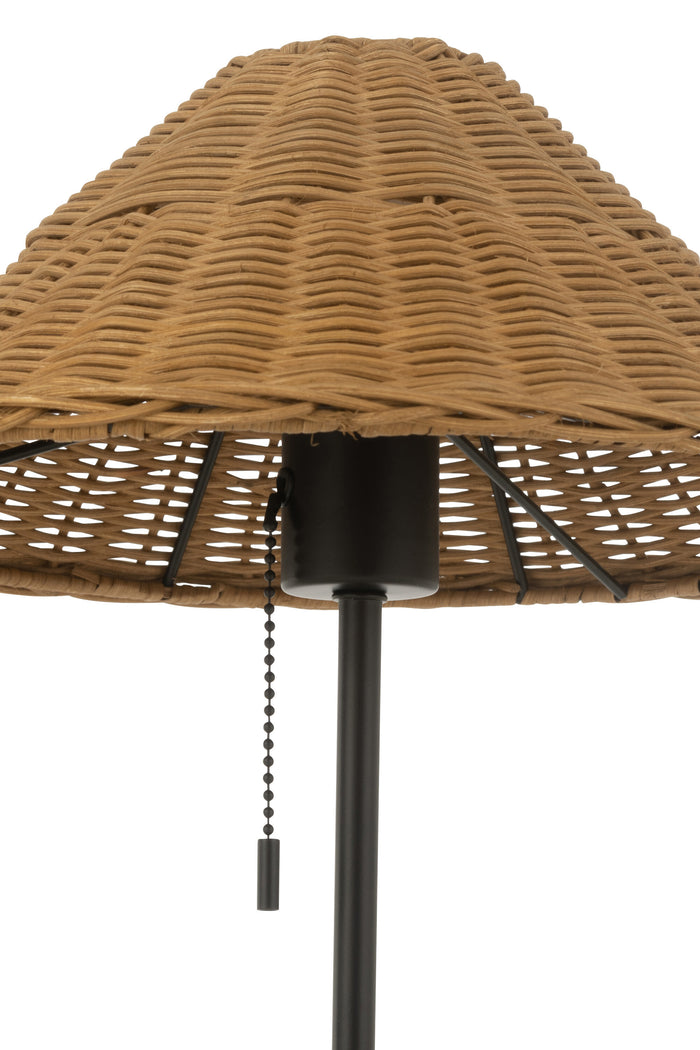 J-Line - Tafellamp Metaal|rattan Zwart|naturel - 32x32x50cm
