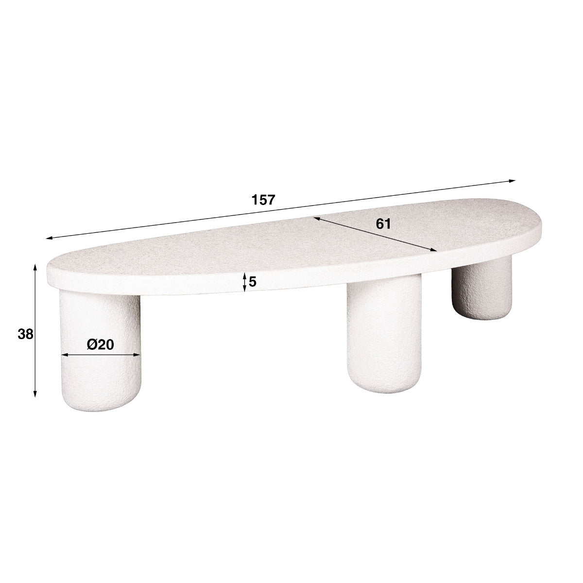 Fraaai Vero organische salontafel - 157 cm - marmer - wit
