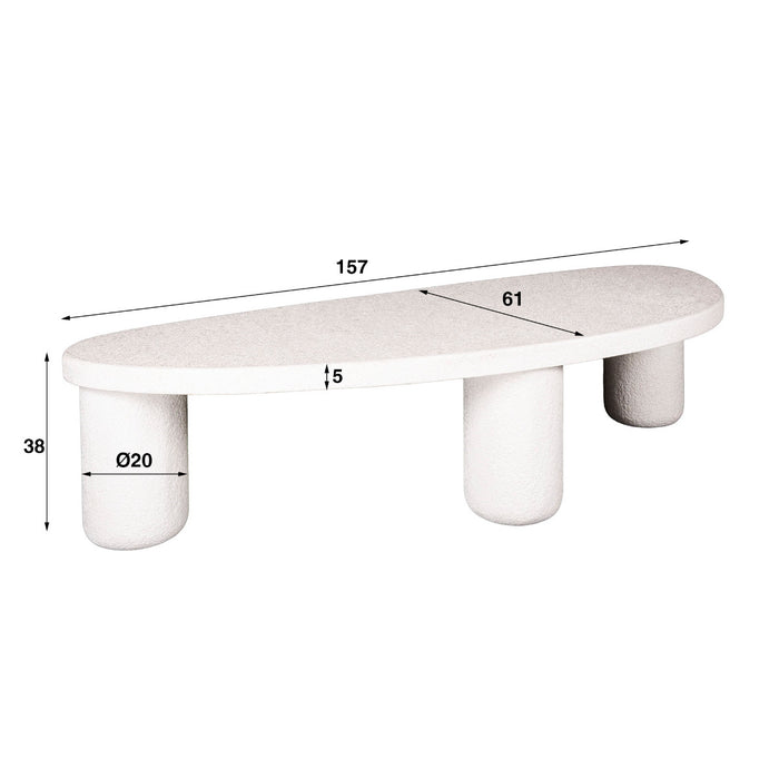 Fraaai Vero organische salontafel - 157 cm - marmer - wit