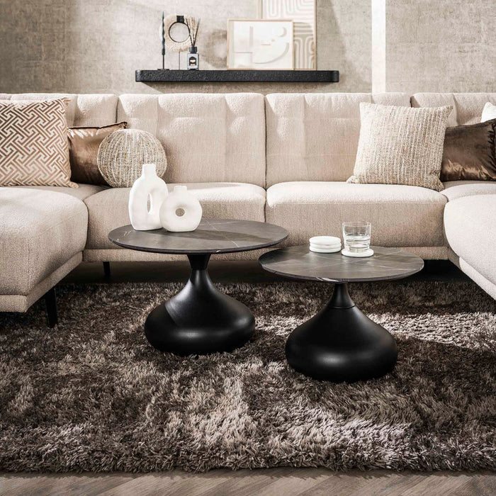 Fraaai Juno ronde salontafel - set van 2 - zwart
