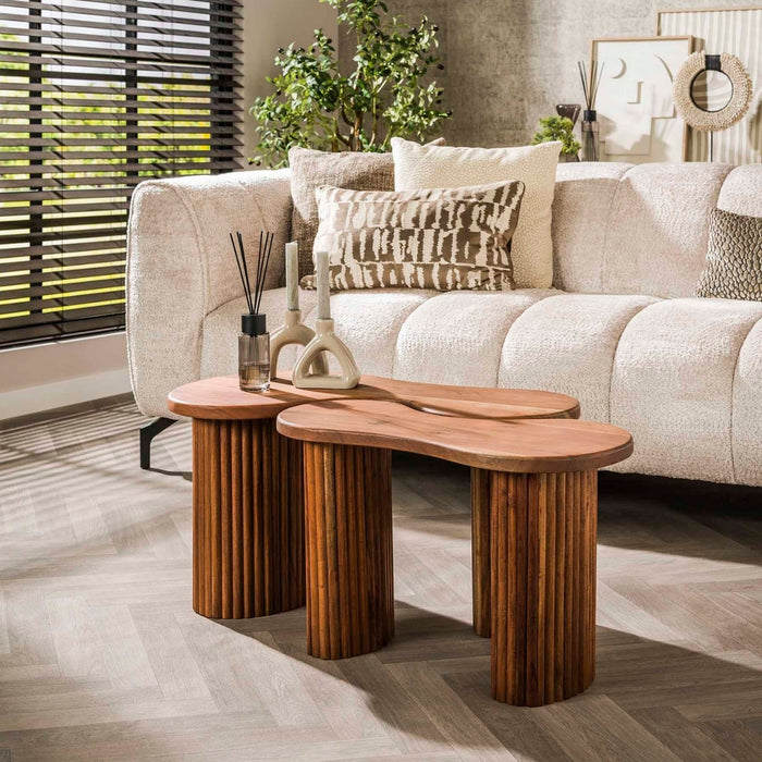 Fraaai Rio organische salontafel set van 2 - donkerbruin