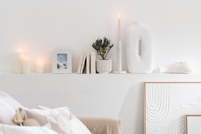 J-line - Pot Square Papier Mache Wit - 25x10x50cm