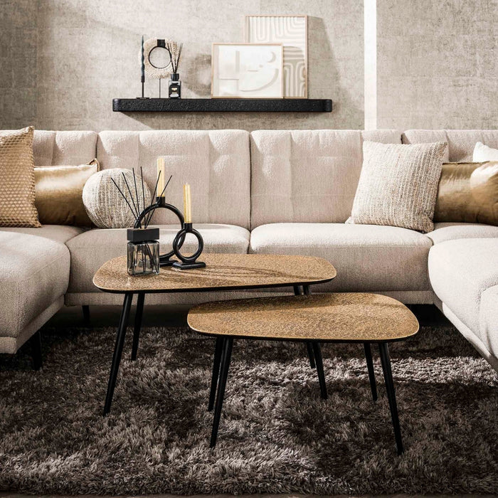 Fraaai Angela organische salontafels - set van 2 XXL metallic - antiek