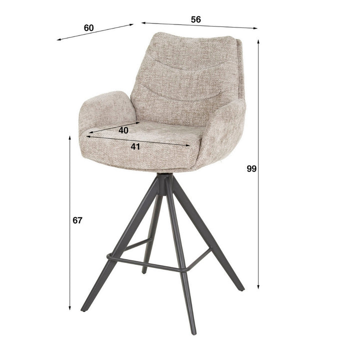 Fraaai Zac barstoel lounge - rich zand