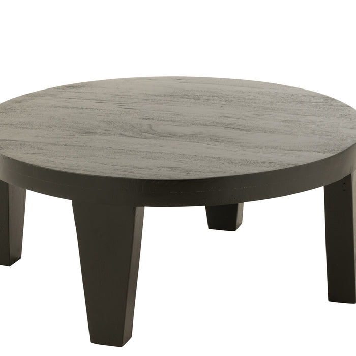 J-line - Salontafel Rond Mango Hout Matte Zwart - 80x80x34cm