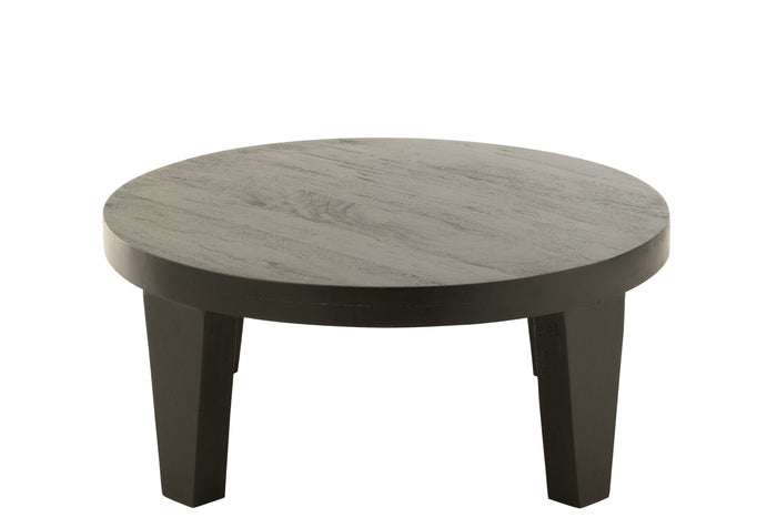 J-line - Salontafel Rond Mango Hout Matte Zwart - 80x80x34cm