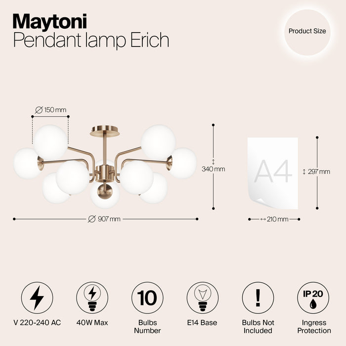 Maytoni - Hanglamp Erich - Messing - Ø90,7