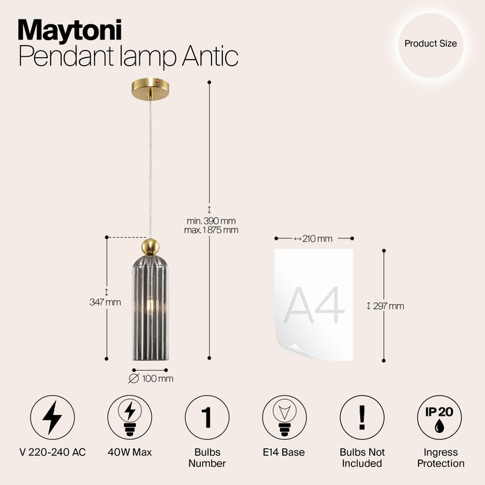 Maytoni - Hanglamp Antic - Goud - Ø10