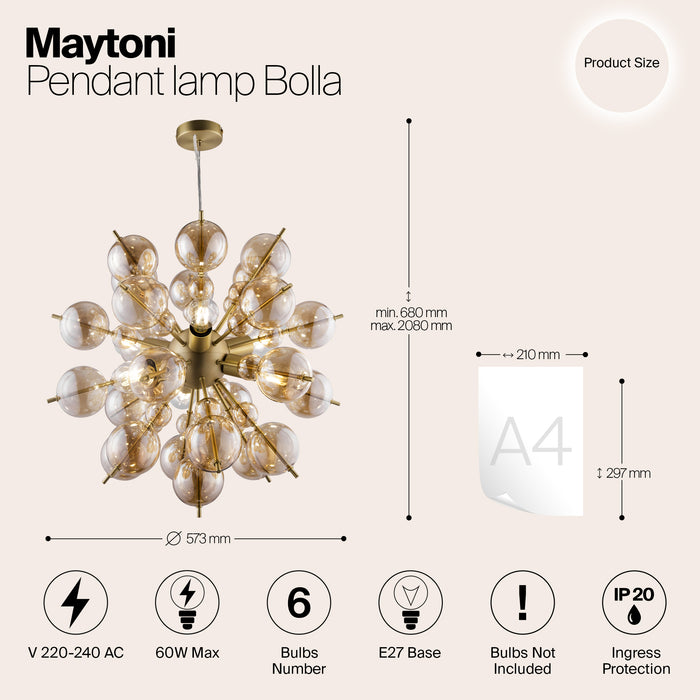 Maytoni - Hanglamp Bolla - Messing - Ø57,3