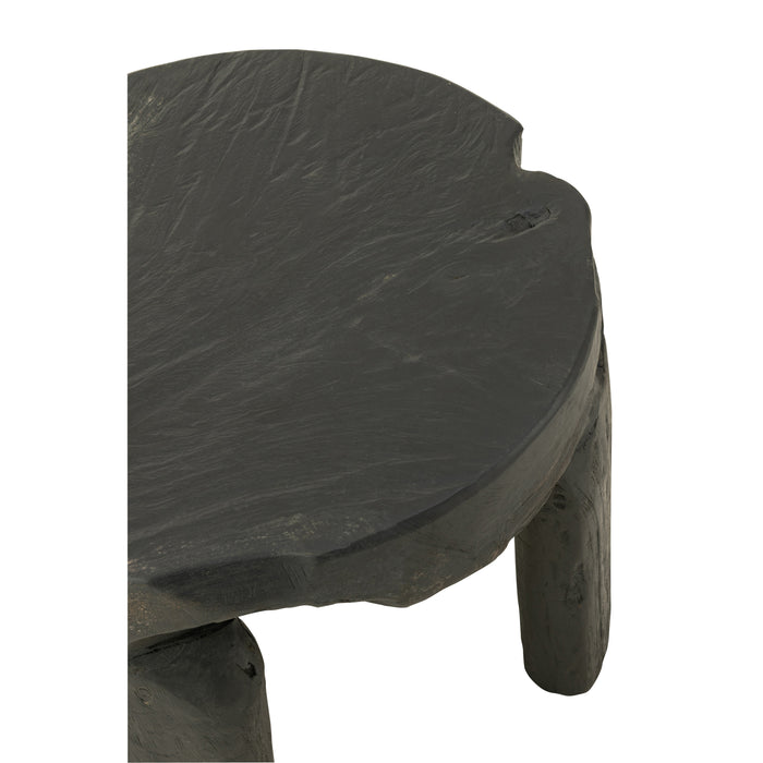 J-line - Set Van 2 Tafel Rond Teak Hout Zwart - 50x50x35cm