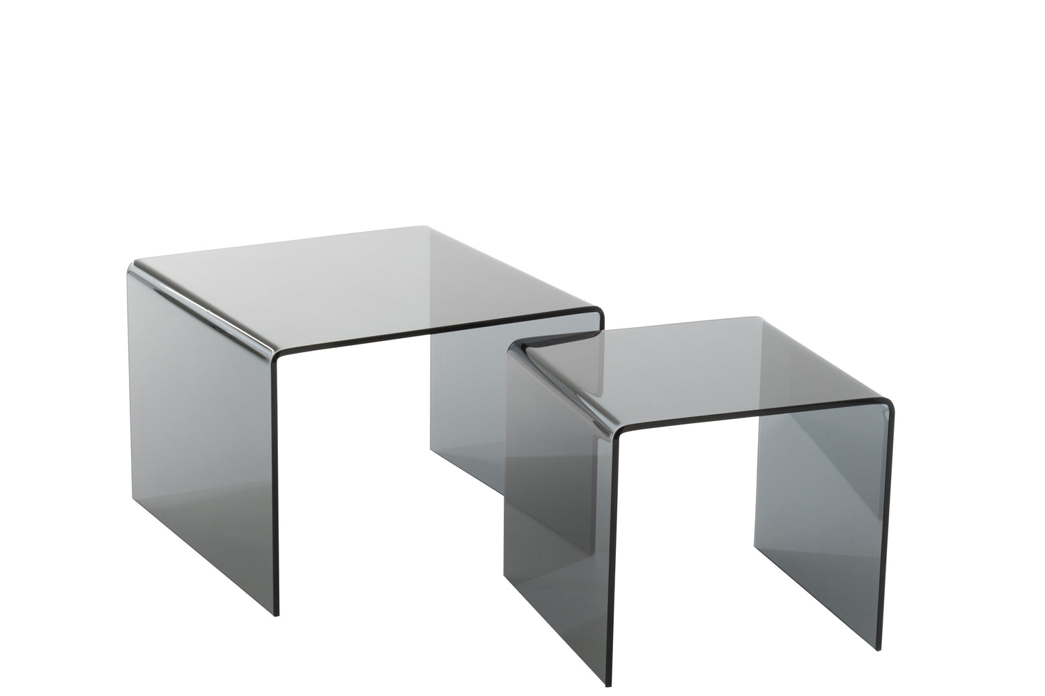 J-line - S|2 Bijzettafel Glas Zwart - 65x65x46.5cm