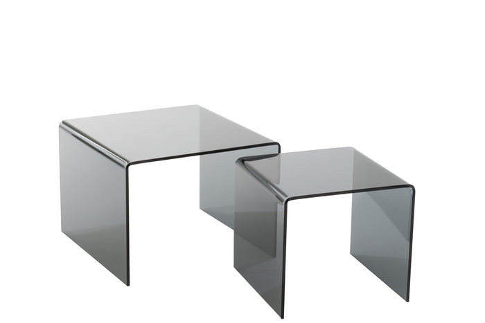 J-line - S|2 Bijzettafel Glas Zwart - 65x65x46.5cm