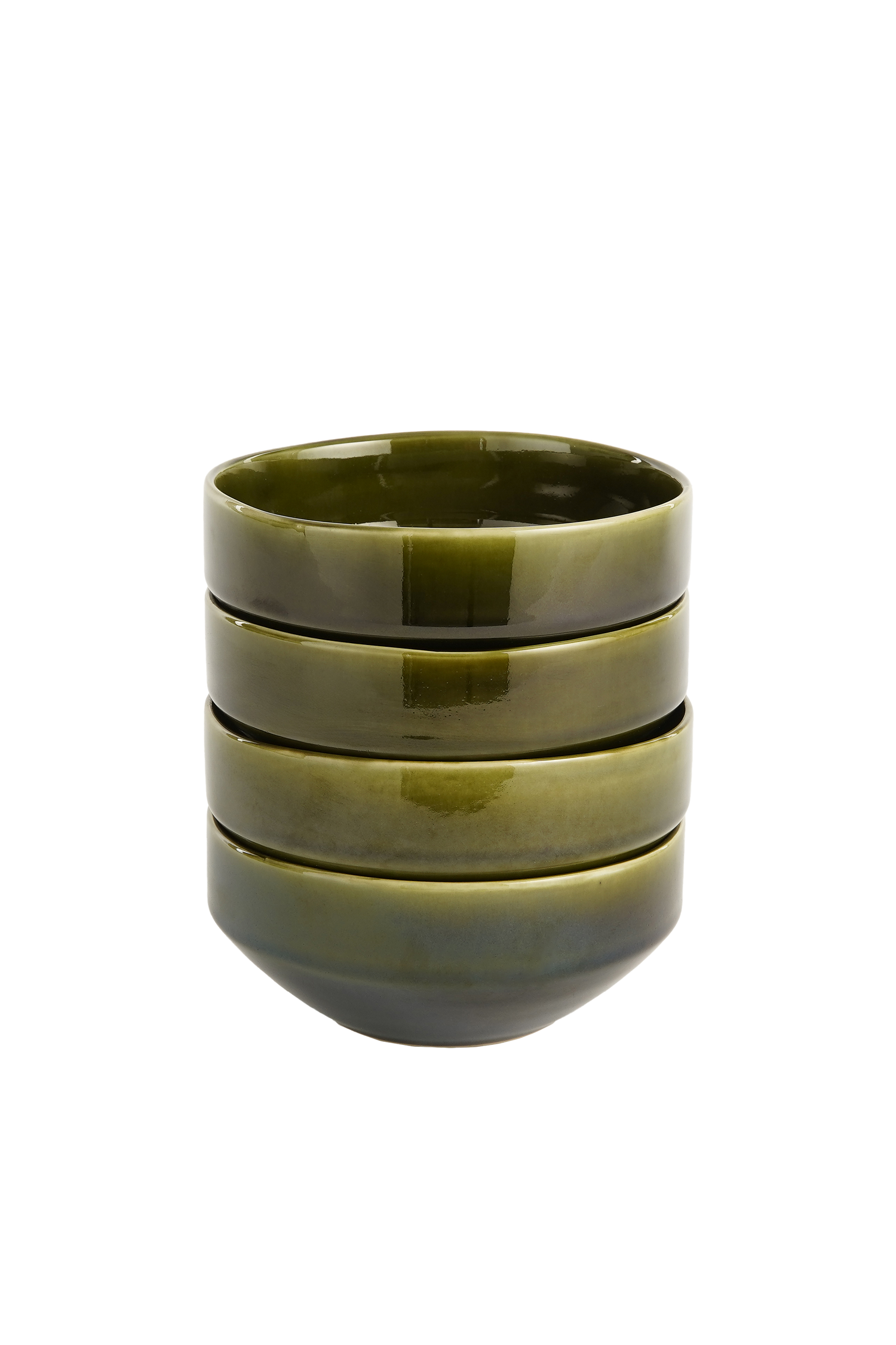 Mica Decorations Rhea Schaal - Set van 4 - Ø18 cm - Keramiek - Groen