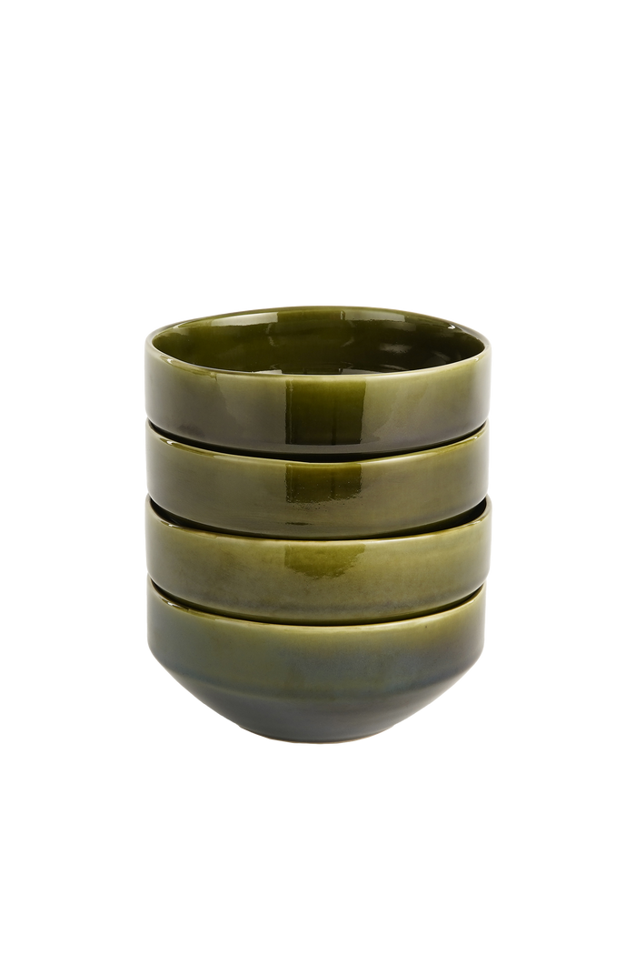 Mica Decorations Rhea Schaal - Set van 4 - Ø18 cm - Keramiek - Groen