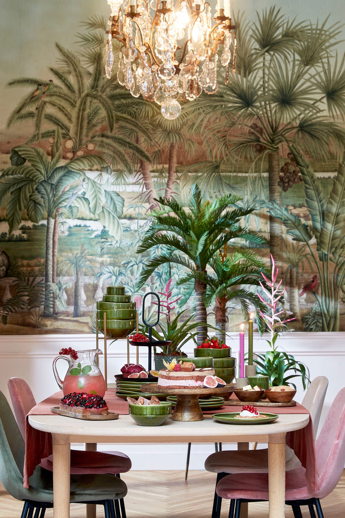 Mica Decorations Rhea Schaal - Set van 4 - Ø22,5 cm - Keramiek - Groen