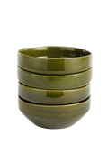 Mica Decorations Rhea Schaal - Set van 4 - Ø22,5 cm - Keramiek - Groen