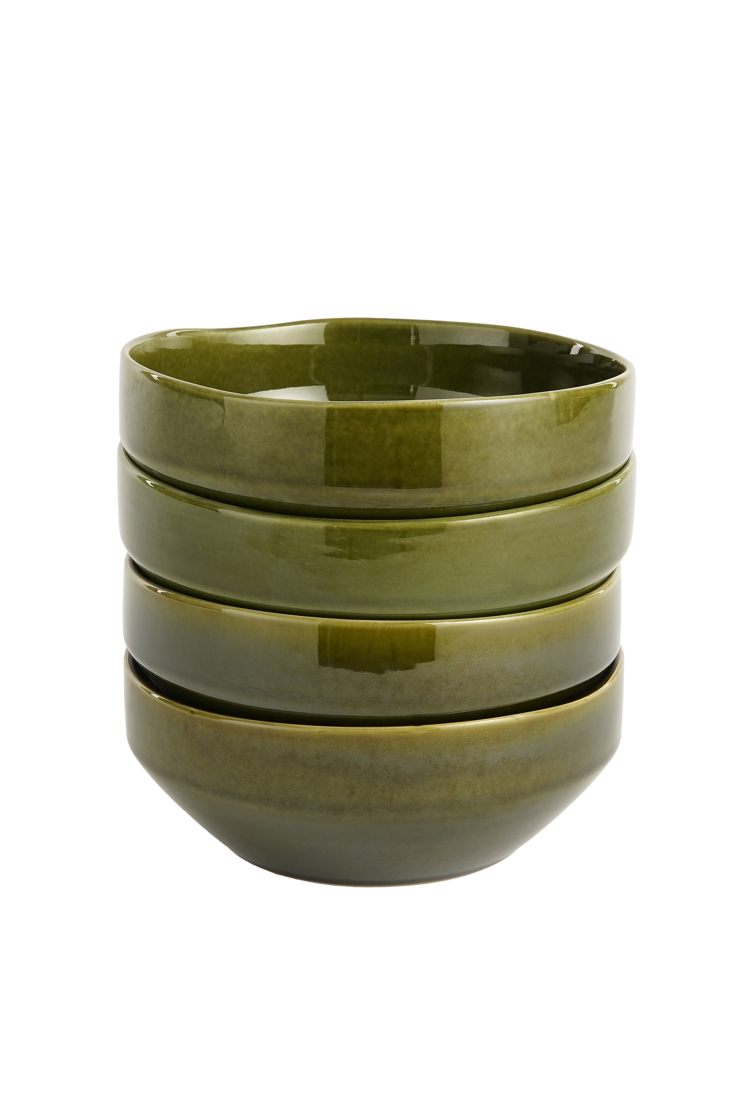 Mica Decorations Rhea Schaal - Set van 4 - Ø22,5 cm - Keramiek - Groen