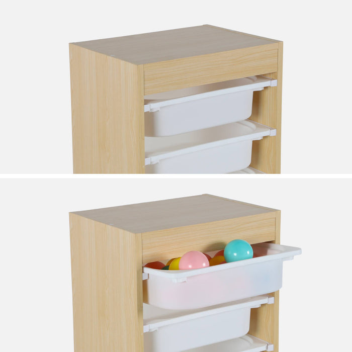 sweeek - Kinder opbergmeubel met 4 opbergbakken (Set van 2)