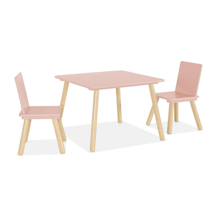 sweeek - Vierkante kindertafel grenenhout 2 stoelen