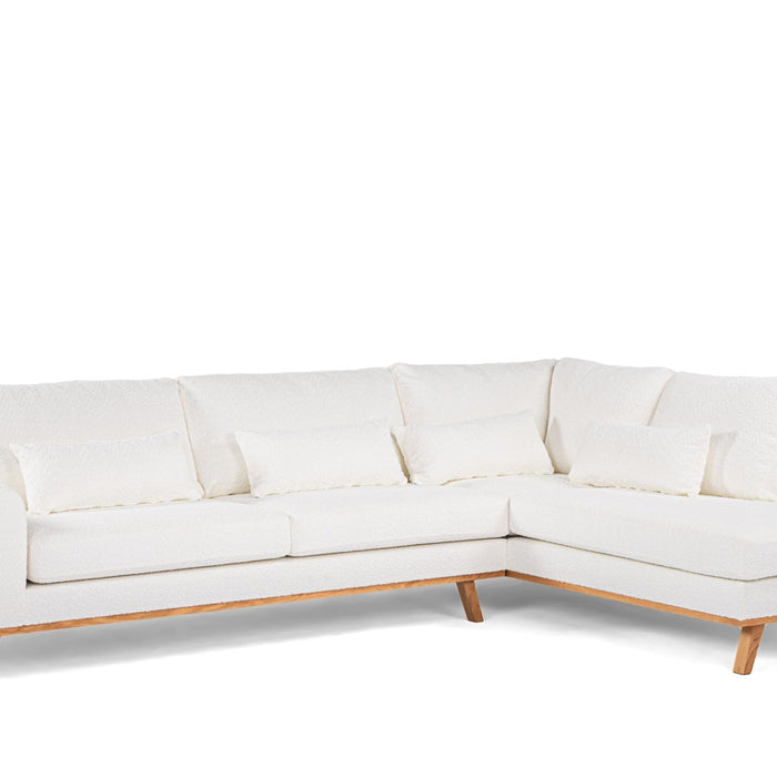 Giga Meubel - Hoekbank Stof - Naturel|Wit - 3-Zits Rechts - Abriamo