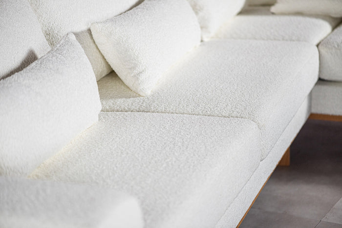 Giga Meubel - Hoekbank Stof - Naturel|Wit - 3-Zits Rechts - Abriamo