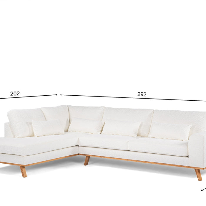 Giga Meubel - Hoekbank Stof - Naturel|Wit - 3-Zits Rechts - Abriamo