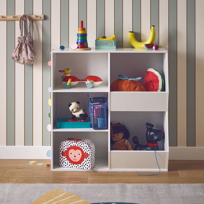 sweeek - Kinder opbergkast, 3 legplanken en 2 opbergruimtes