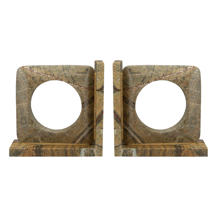 Dutchbone Satpura Boekensteun Marmer Bruin - Set van 2