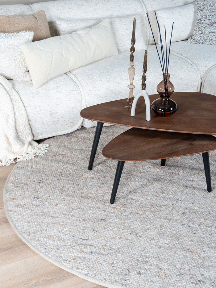 Veer Carpets - Vloerkleed Stone Donker Beige 417 - Rond ø160 cm