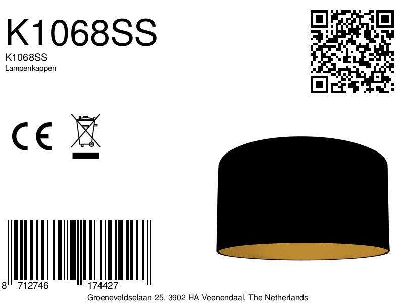 Steinhauer - kap - Shade - zwart - linnen - Ø 40cm - E27 - K1068SS