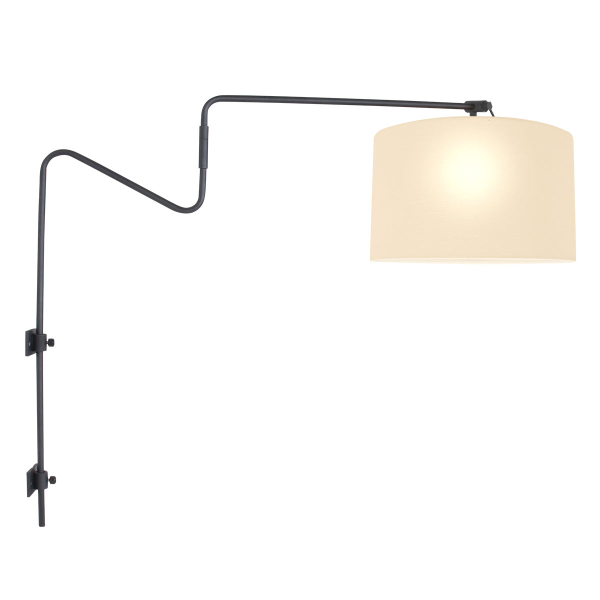 Steinhauer - wandlamp - Linstrom - zwart - linnen metaal - schemerlamp - E27 - 3724ZW