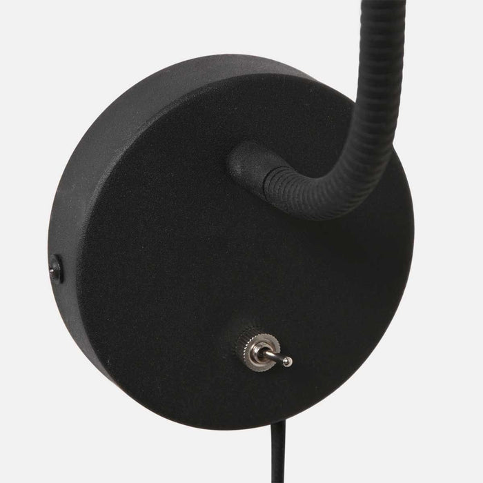 Mexlite - wandlamp - Upround - zwart - metaal staal - bedlampje -