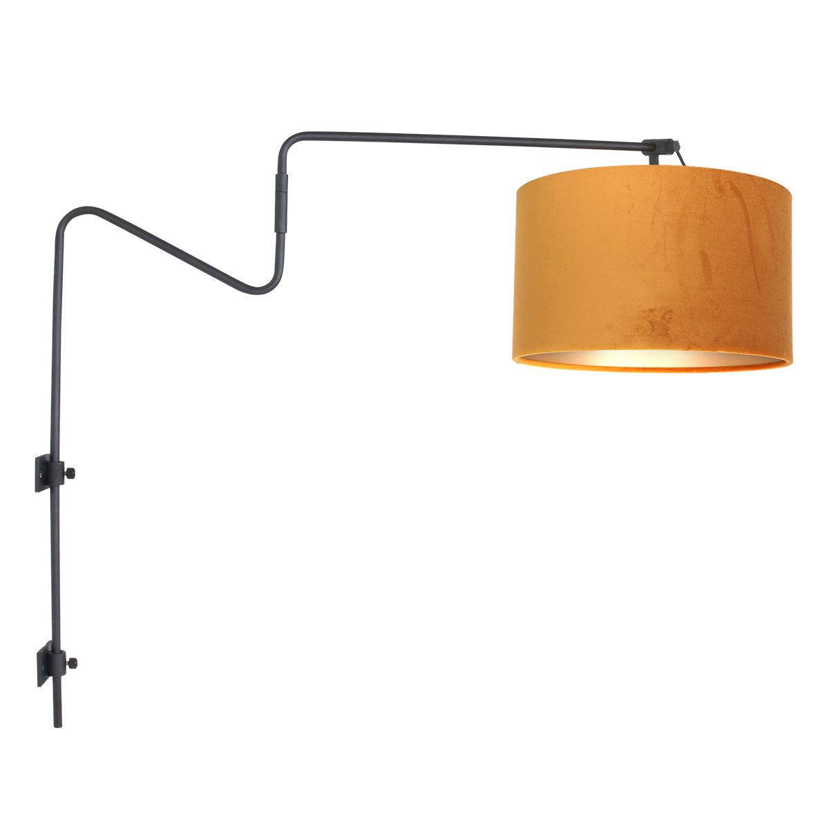 Anne Lighting - wandlamp - Linstrom - zwart - metaal velours stof - schemerlamp - E27 - 3723ZW