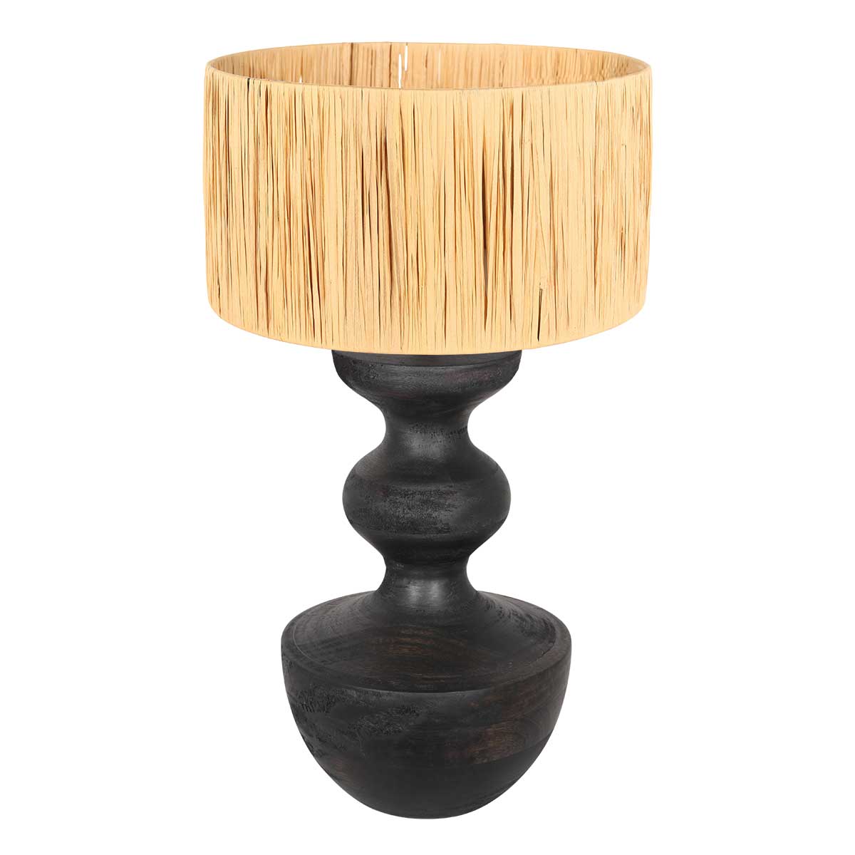 Anne Lighting - tafellamp - Lyons - zwart - gras hout - Ø 40cm - E27