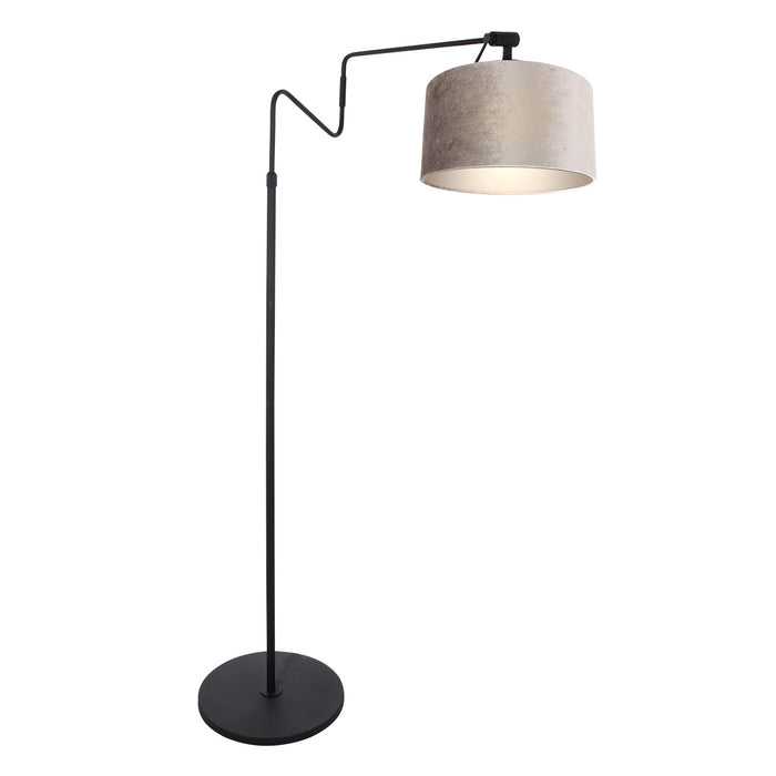 Steinhauer - vloerlamp - Linstrom - zwart - metaal velours stof - Ø 95cm - E27 - 3731ZW