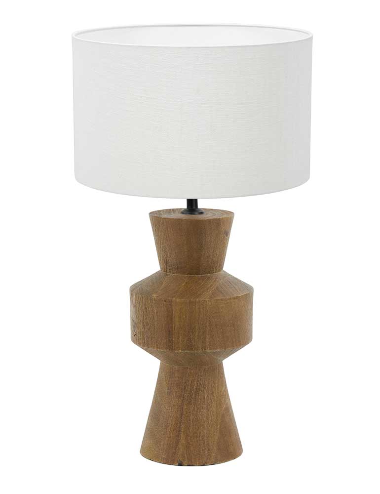 Light Living tafellamp Gregor - wit - hout - 17 cm - E27 fitting -