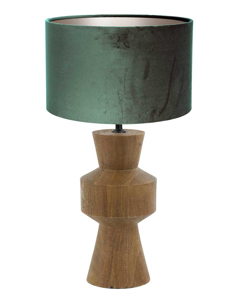 Light Living tafellamp Gregor - groen - hout - 17 cm - E27 fitting -