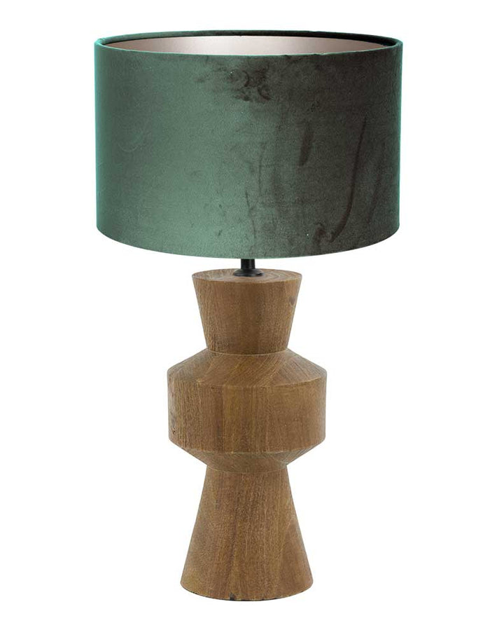 Light Living tafellamp Gregor - groen - hout - 17 cm - E27 fitting -