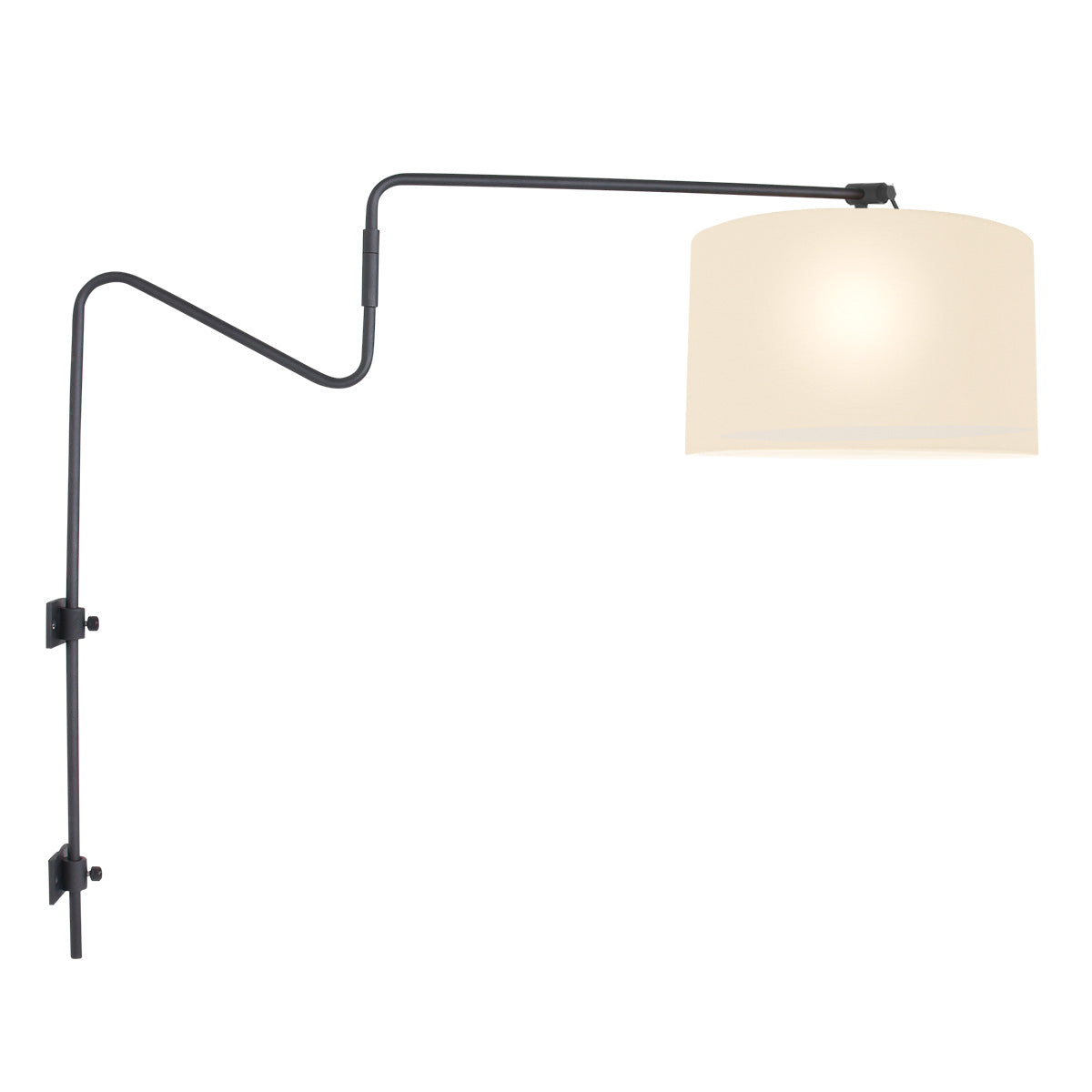 Anne Lighting - wandlamp - Linstrom - zwart - linnen metaal - schemerlamp - E27 - 3719ZW